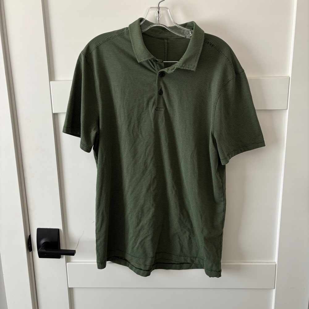 Lululemon Evolution Polo in Tonka Stripe Rainforest Green Green Twill size XL - Picture 5 of 9